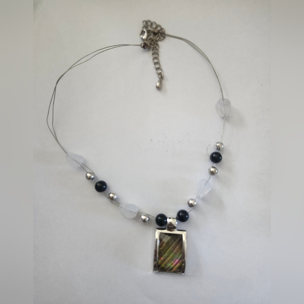 Silver Beaded Necklace With Pendant